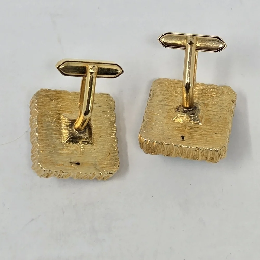 VINTAGE 1960S GOLD TONE BLUE RIVOLI CUFFLINKS MENSWEAR CLASSIC 1